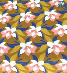 Tricot Tropical Flowers Swafing oker